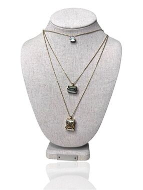 Henri Bendel Extremely Rare Gold-Tone Layered Necklace Emerald cut